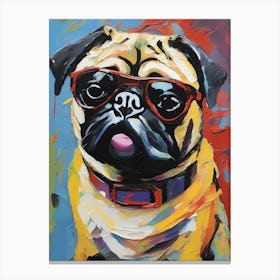 Pug Dog With Sunglasses Canvas Print