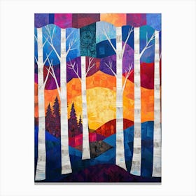 Sunset Birch Trees 1 Canvas Print