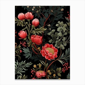 Winter Heath 4 William Morris Style Winter Florals Canvas Print