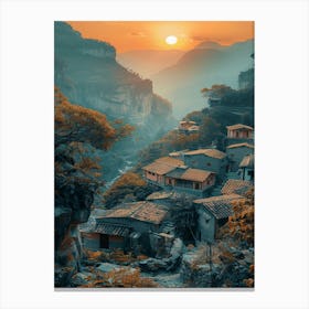 Village At Sunset Canvas Print