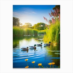 Ducks In The Pond Canvas Print