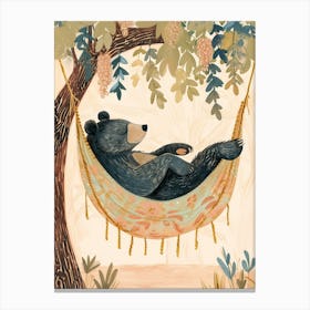Sloth Bear Napping In A Hammock Storybook Illustration 4 Canvas Print