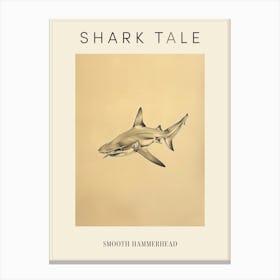 Vintage Smooth Hammerhead Shark Pencil Illustration 1 Poster Canvas Print