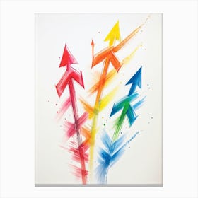 Arrows Composed Of Chalk And Crayon Strokes Floating Whimsically Against A Stark White Background Canvas Print