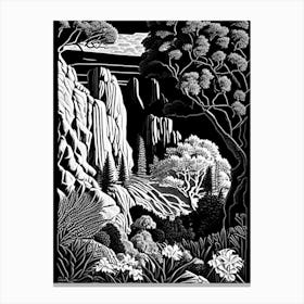 Garden Of The Gods, 1, Usa Linocut Black And White Vintage Canvas Print