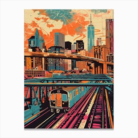 The Vessel New York Colourful Silkscreen Illustration 2 Canvas Print