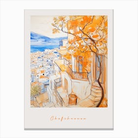 Chefchaouen Morocco Orange Drawing Poster Canvas Print