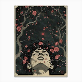 Girl In A Cherry Blossom Canvas Print