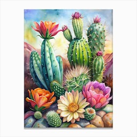 Hand Painted Cactus Artwork Succulent Botanical Art In A Touch of the Desert Canvas Print