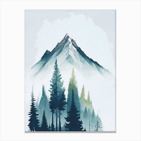 Mountain And Forest In Minimalist Watercolor Vertical Composition 42 Canvas Print