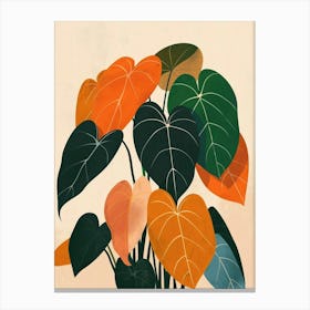 Philodendron Plant Minimalist Illustration 2 Canvas Print