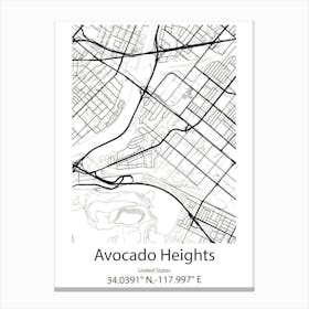 Avocado Heights,United States Minimalist Map 1 Canvas Print