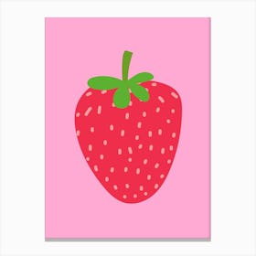 Strawberry On Pink Background Print Canvas Print