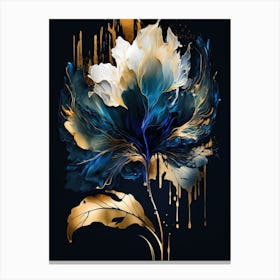 Luxurious White Blue Gold Floral1 Canvas Print