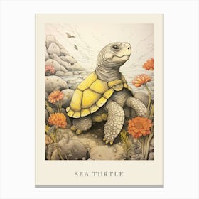 Beatrix Potter Inspired  Animal Watercolour Sea Turtle Canvas Print