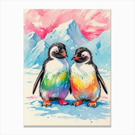 Rainbow Penguins Canvas Print