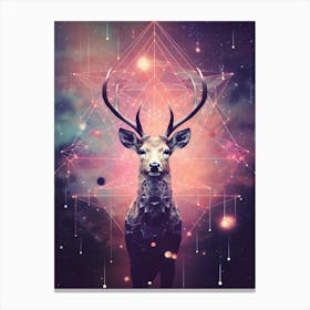 Cosmic geometric deer, constellations Canvas Print