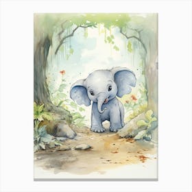 Elephant Painting Doing Calligraphy Watercolour 4 Canvas Print