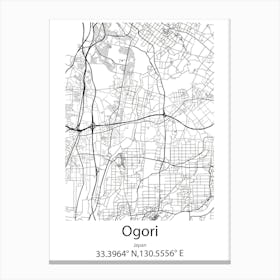 Ogori,Japan Minimalist Map Leinwandbild