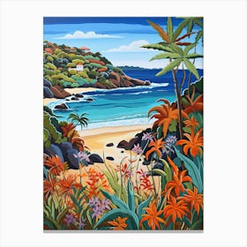 Little Cove Beach, Australia, Matisse And Rousseau Style 1 Canvas Print