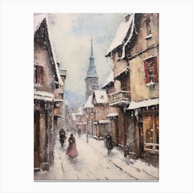 Vintage Winter Painting Bavaria Germany 1 Canvas Print