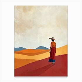 Mexican Woman In The Desert, Boho Canvas Print