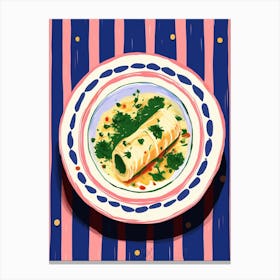 A Plate Of Ravioli , Top View Food Illustration 4 Canvas Print