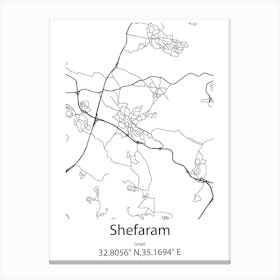 Shefaram,Israel Minimalist Map Canvas Print