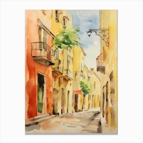 Foggia, Italy Watercolour Streets 3 Canvas Print