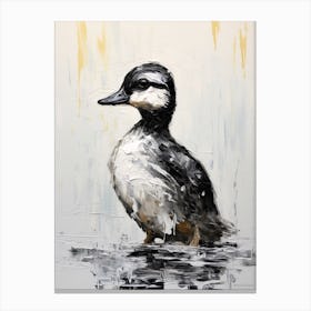Black & White Duckling Gouache 2 Canvas Print