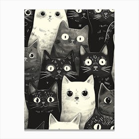 Perfectly Repeatable Artwork With Cute Cat Faces 14 Canvas Print