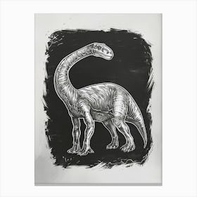 Therizinosaurus Dinosaur Black Paint Illustration Canvas Print