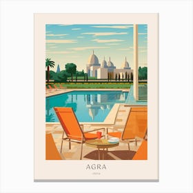 Agra, India 2 Midcentury Modern Pool Poster Canvas Print
