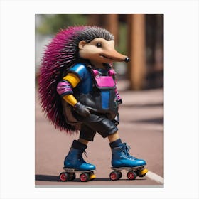 Hedgehog On Skateboard Canvas Print
