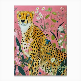 Floral Animal Painting Cheetah 4 Canvas Print