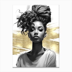 Black Girl with Gold Abstract 11 Canvas Print