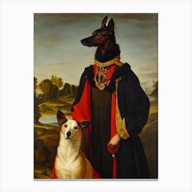 Greyhound 2 Renaissance Portrait Oil Painting Canvas Print