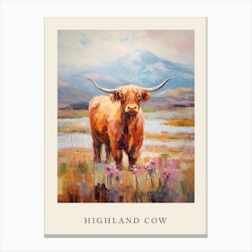 Colourful Impressionism Style Painting Of A Highland Cow Poster 2 Canvas Print