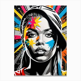 Graffiti Mural Of Beautiful Hip Hop Girl 44 Canvas Print