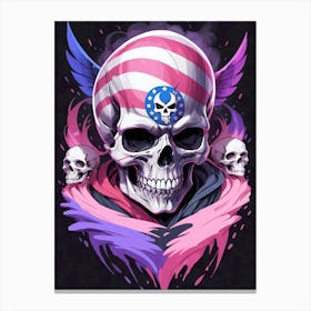American Flag Floral Face Evil Death Skull (27) Canvas Print