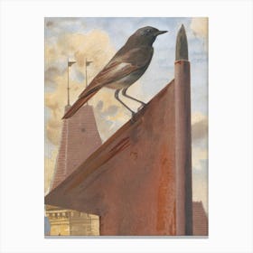 Vintage Bird On A Roof Canvas Print