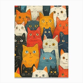 Perfectly Repeatable Artwork With Cute Cat Faces 64 Canvas Print