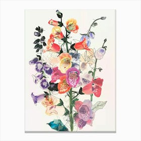 Foxglove 2 Collage Flower Bouquet Canvas Print