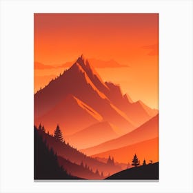 Misty Mountains Vertical Composition In Orange Tone 232 Canvas Print