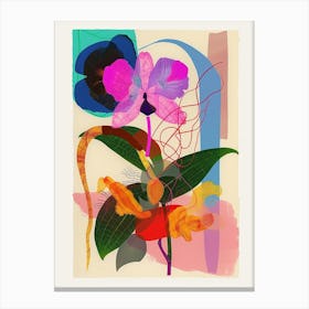 Monkey Orchid 1 Neon Flower Collage Canvas Print