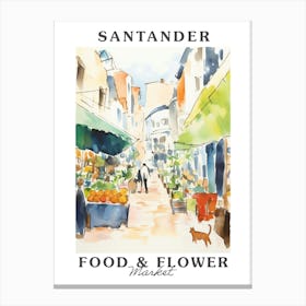 Food Market With Cats In Santander 2 Poster Canvas Print