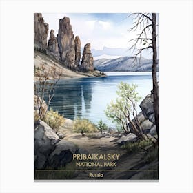 Pribaikalsky National Park Russia Watercolour 4 Canvas Print