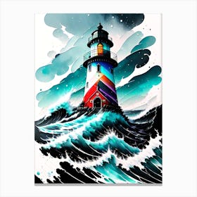 Lighthouse In The Ocean 1 Canvas Print