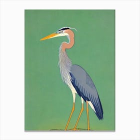 Great Blue Heron Midcentury Illustration Canvas Print