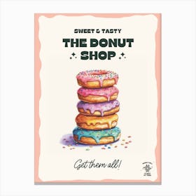 Stack Of Rainbow Donuts The Donut Shop 3 Canvas Print